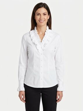 Soft Surroundings 97% cotton 3% spandex NWT white womens shirt sz S, button up.